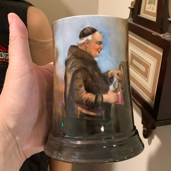 Antique Limoges J.P.L. France Jean Pouyat Limoges Beer Stein Monk At Keg - Picture 2 of 13